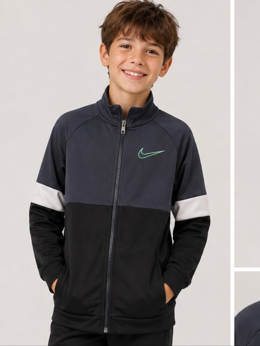 NIKE boys track suit jacket size large 7 blue black TOP ONLY